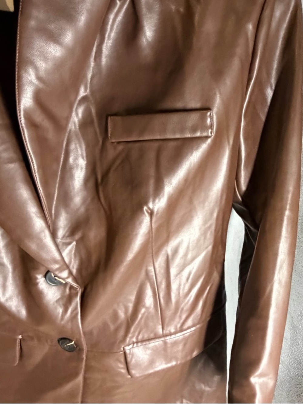 TUBA Turkish Brown Lined Leather Designer Blazer Jacket made in Turkey Sz Lg NWT - Picture 3 of 9